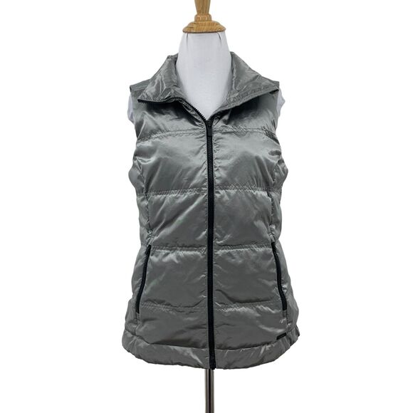 Athleta Responsible Down Arch Vest Jacket Women S Small Metallic Full Zip Pocket - Picture 1 of 14